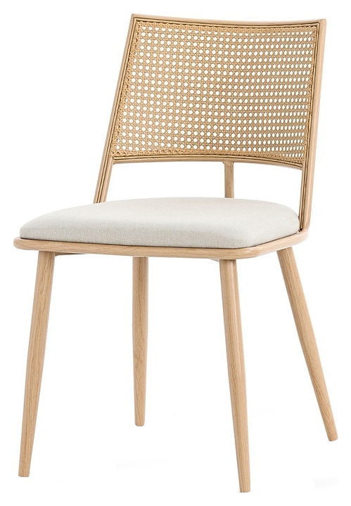 Стул Hesby Unity Echo (ткань / полиротанг / фанера / металл) молочный / светлое дерево