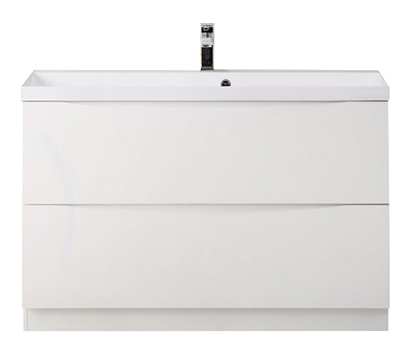 Тумба с раковиной BelBagno MARINO-900-2C-PIA-BL-P + BB900/450-LV-MR-PR перелив слева, белый глянцевый