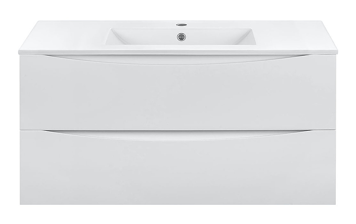 Тумба под раковину Vincea Mia 1000 G.White 100,6х46 см, с 2 ящиками, подвесная, белая глянцевая