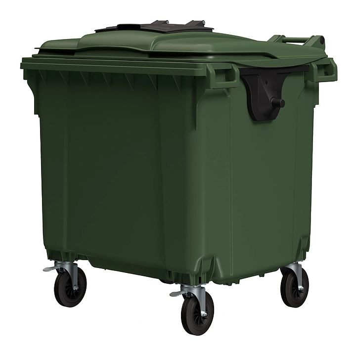 Контейнер для мусора iPlast 22.C19.W 1100 л с мини-крышкой, зеленый с темно-серым