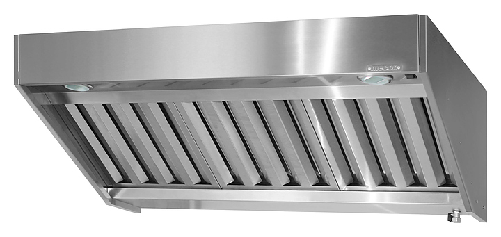 Зонт вытяжной пристенный Mecon Norma Inox ЗВПн 2000х1000х400 мм (полуоткрытый), с комплектом светильников