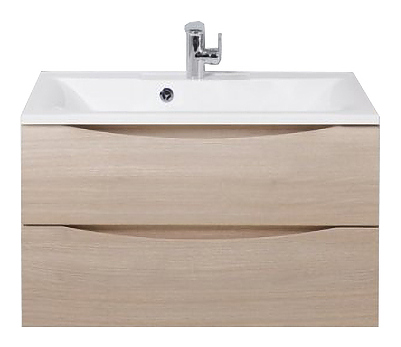 Тумба с раковиной BelBagno MARINO-800-2C-SO-RG-P + BB800/450-LV-MR-PR перелив слева, серый дуб