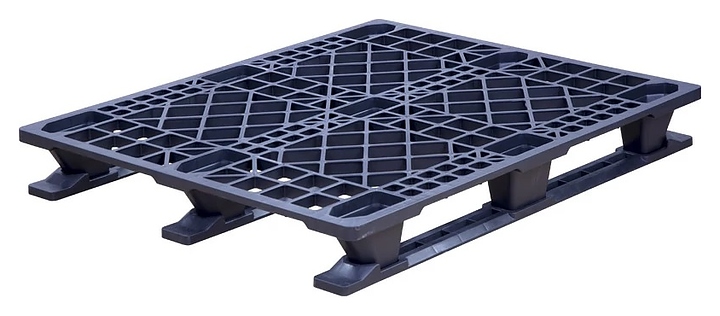 Паллет ТАРА.РУ DP 1210 PE (Q4) 1200х1000х140 мм (перфорированный на 3 полозьях) черный