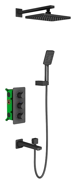 Комплект душевой TIMO Petruma SX-5149/03SM с термостатом, черный матовый