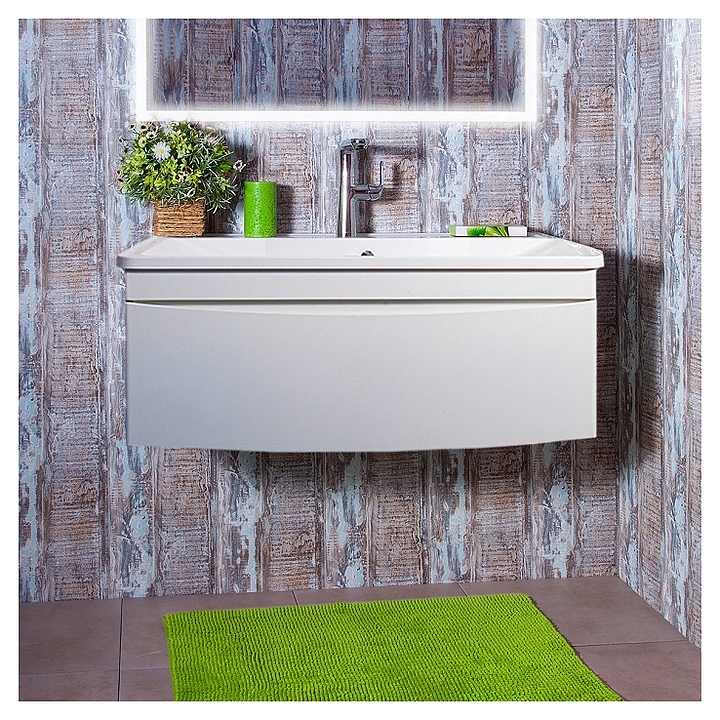 Тумба под раковину БРИКЛАЕР Вега 100 см подвесная, белый глянец