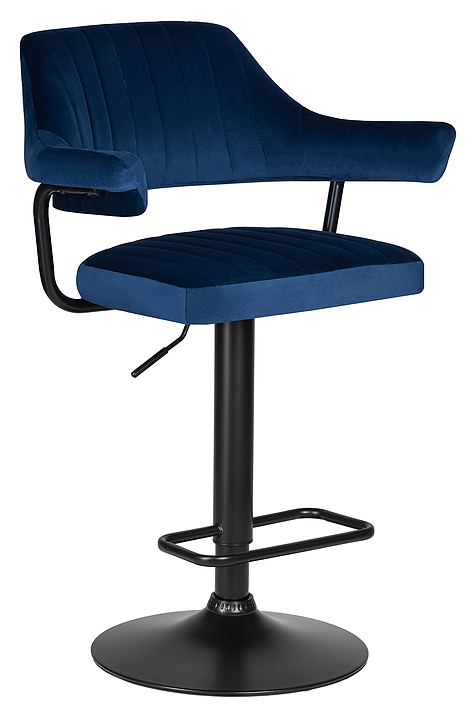 Стул барный DOBRIN 5019_BlackBase-LM CHARLY BLACK (синий велюр, черный металл)