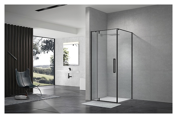 Уголок душевой Terminus Альба 3EW90х90B 90х90х220 см, прозрачное стекло, профиль черный