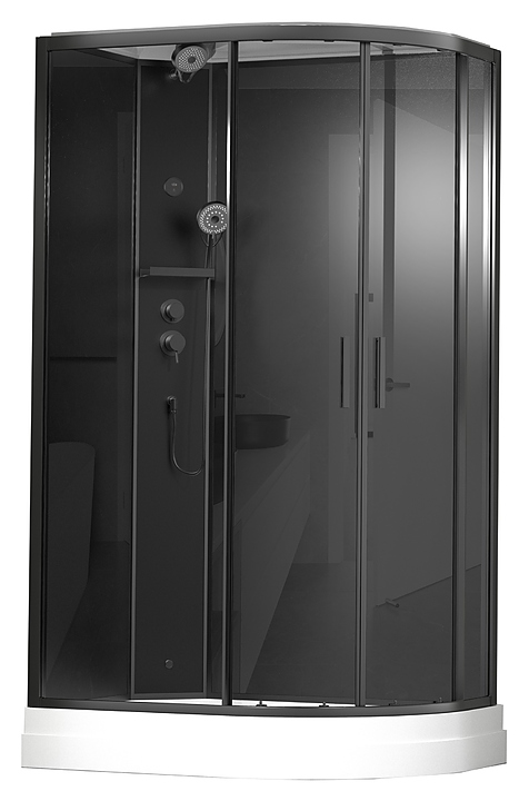 Кабина душевая TIMO Premium ILMA 902 L Black 120х80х225 см, левая