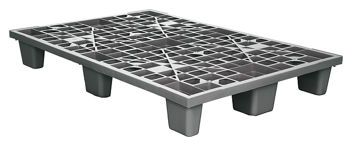 Паллет ТАРА.РУ TR 1208 L BC 1200x800х160 мм (перфорированный на 9 ножках) серый