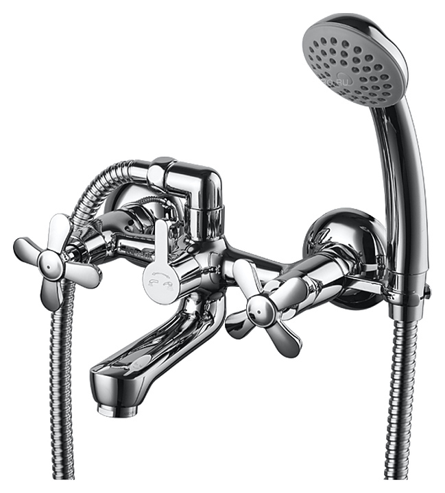 Смеситель для ванны и душа LEMARK Partner LM6542C универсальный, двуручный, с коротким изливом, хром