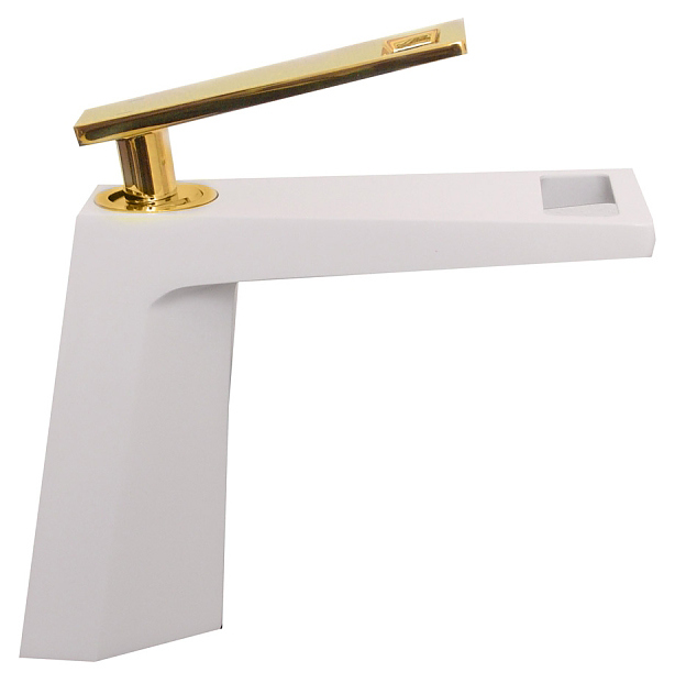 Смеситель для раковины Bronze de Luxe Quadro A919W белый, золото