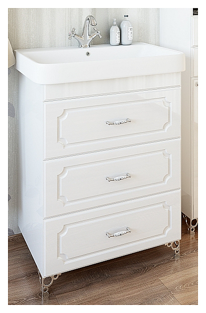 Тумба с раковиной Sanflor Ксения 80 см на опорах, белая