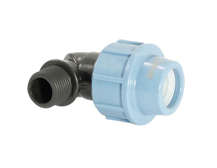 Фитинг Unipump для труб ПНД отвод 90 с наружной резьбой D20x1/2