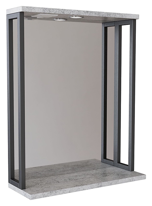 Зеркало Mixline Бруклин 60х70 см с подсветкой и полкой, бетон