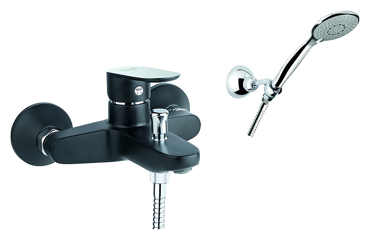 Смеситель для ванны и душа настенный Fiore Kevon Chic 81BX8150 хром, черный