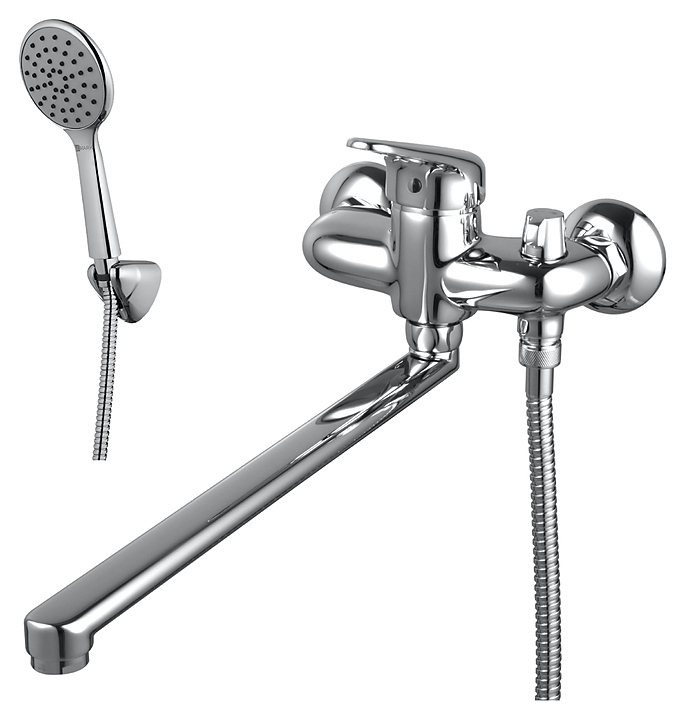 Смеситель для ванны и душа LEMARK Luna LM4117C универсальный, с плоским изливом, хром