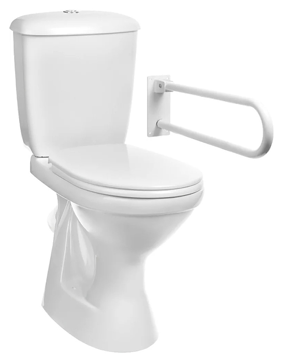 Унитаз-компакт для инвалидов Оскольская керамика Персона Стандарт с откидным белым поручнем