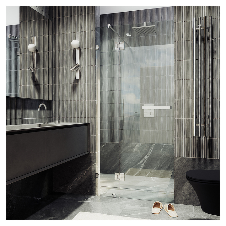 Дверь душевая MaybahGlass MGD-490-4 120х195 см, распашная, с добором на петлях, хром