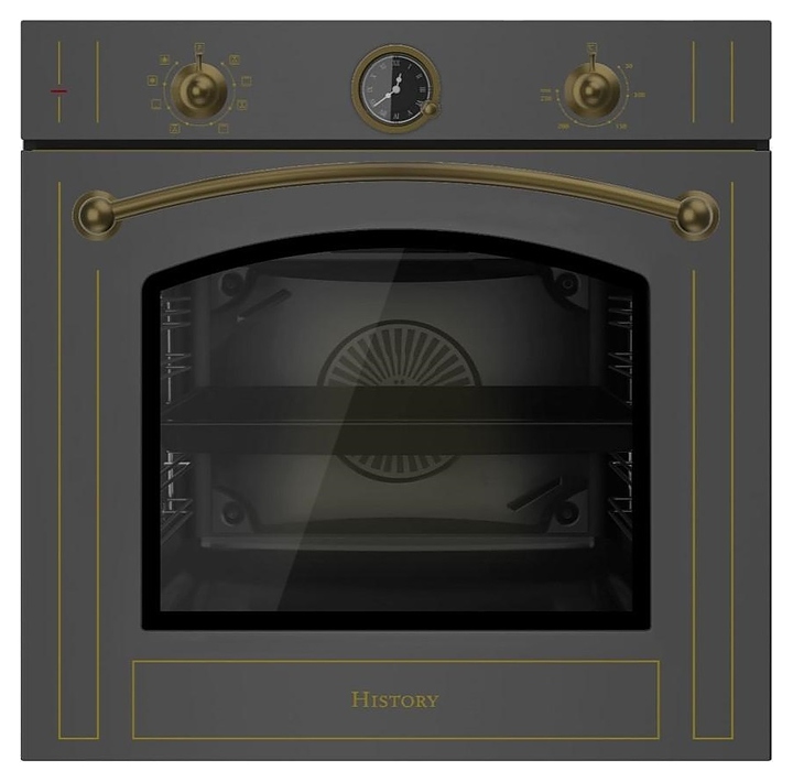 Духовой шкаф HiSTORY OE778B.RBK черный с золотистой фурнитурой