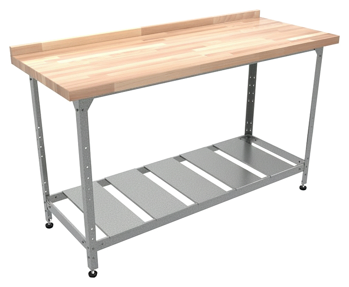 Стол кондитерский Мебель Фронт Бизнес СКБР 1600x500x860 мм, полка-решетка, с бортом, береза