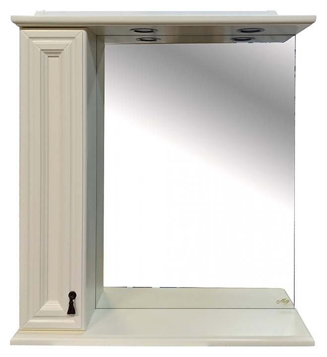Шкаф зеркальный Misty Лувр-75 75х80 см с подсветкой, левый, слоновая кость