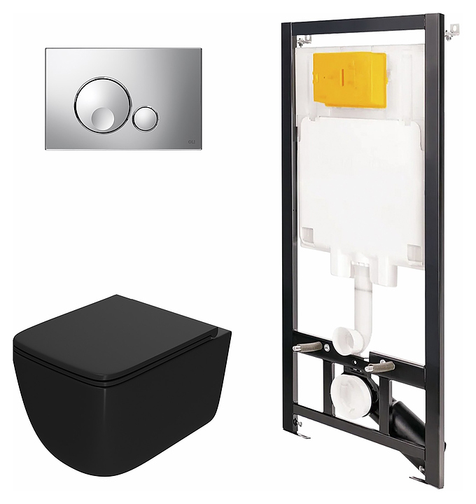 Унитаз подвесной с инсталляцией и панелью смыва OLI 80 ECO 886914GBOO+PN41831BM