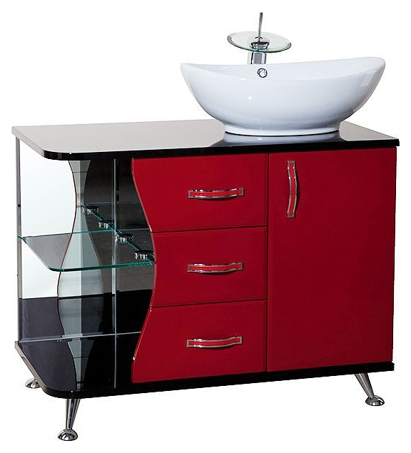 Тумба под раковину Bellezza Рио 90 R правая, черная/красная