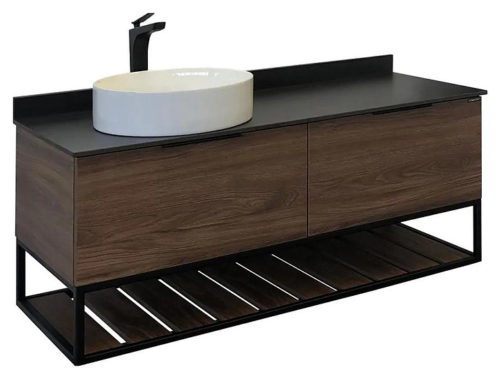 Тумба с раковиной Comforty Порто-120-1 дуб темно-коричневый