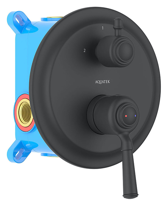 Смеситель для ванны и душа встраиваемый Aquatek Классик AQ1546MB 2 режима, черный матовый