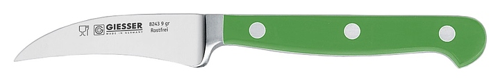 Нож для чистки овощей Giesser 8243 9 gr L=9 см (нерж. сталь / пластик) кованый клинок с зеленой рукояткой