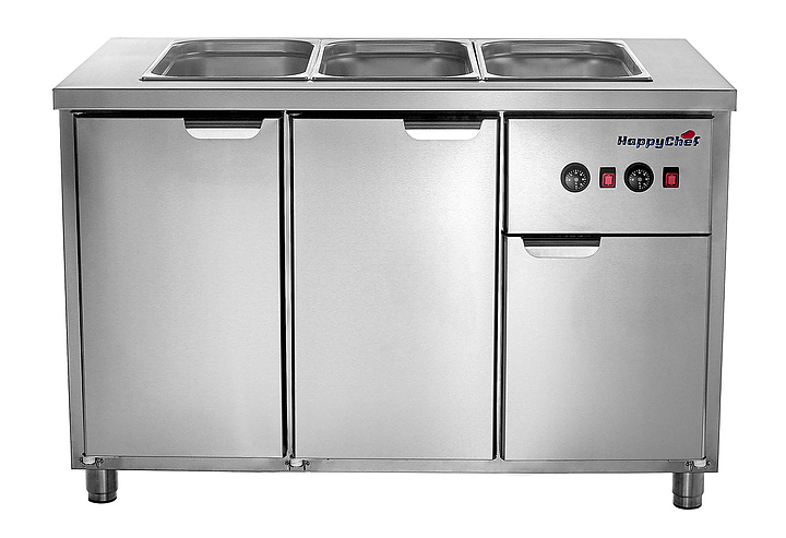 Стол тепловой HappyChef TH GM 1-P2 AISI304 860х700х850 мм, столешница с мармитом, нержавеющая сталь