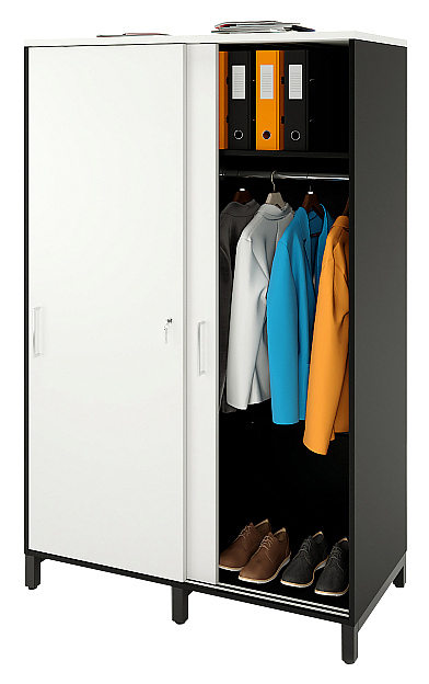 Локер ZAMM 2 полки, 2 штанги МК 600 120х60х190 см фасад белый, корпус черный