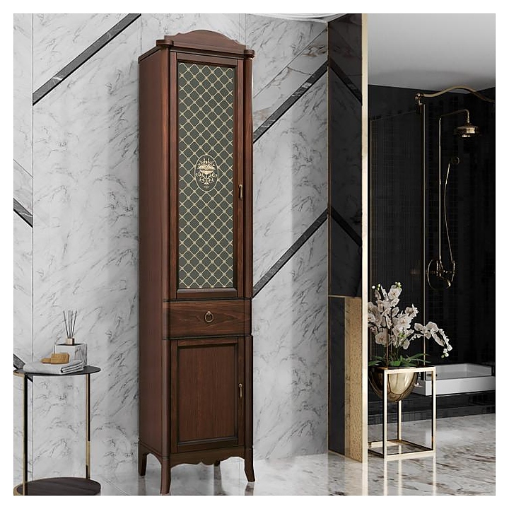 Шкаф-пенал OPADIRIS Виктория Z0000000230, правый, светлый орех с черной патиной