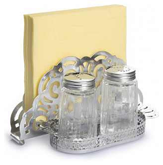 Набор для специй Luxstahl KH-309C нержавеющая сталь +  салфетница кружево