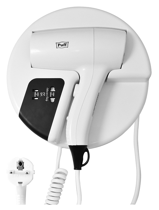 Фен настенный Puff 1202B белый, черный