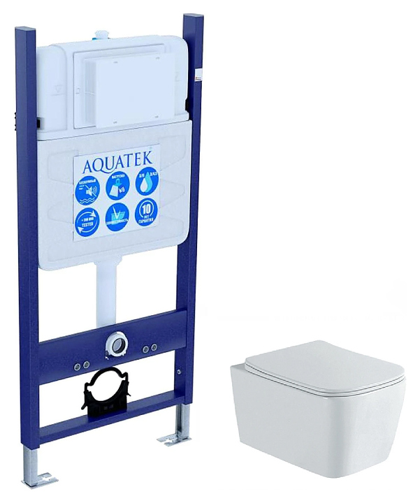 Унитаз подвесной с инсталляцией и сиденьем Aquatek SET ЛИБРА N-14 см