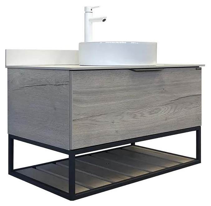 Тумба с раковиной Comforty Порто-90 дуб дымчатый