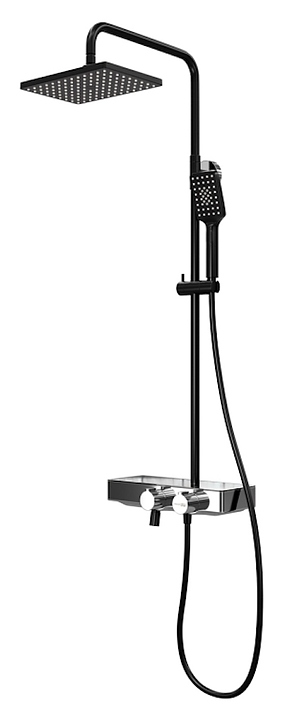 Душевая система с термостатическим смесителем Wasserkraft A11401 Thermo черный soft-touch, хром