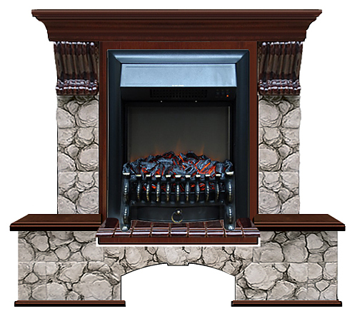 Камин Glenrich Бостон К Fobos BL Карелия красное дерево