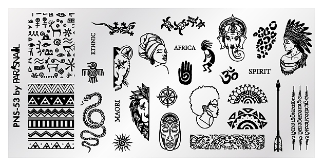 Пластина для стемпинга ParisNail PNS-53 (120х60 мм)