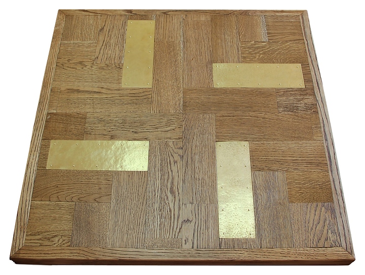 Столешница Sheffilton SHT-ТT 80/80 (мдф / ламель / латунь) квадратная коричневый дуб / золото