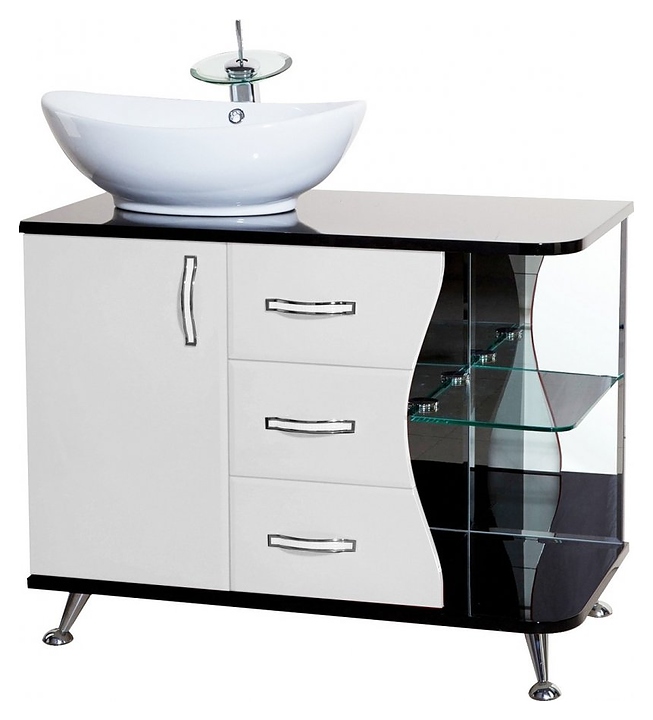 Тумба под раковину Bellezza Рио 90 L левая, черная/белая