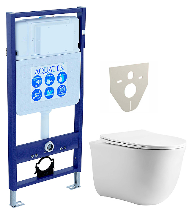 Унитаз подвесной с инсталляцией и сиденьем Aquatek SET КЛАССИК cm