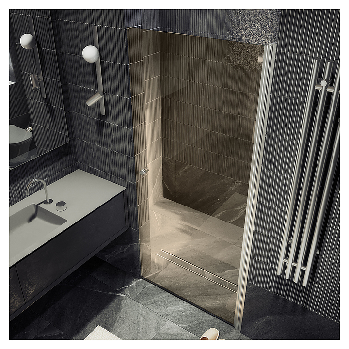 Дверь душевая MaybahGlass MGD-804-5 80х198 см, распашная, на монопетле, бронза, хром матовый