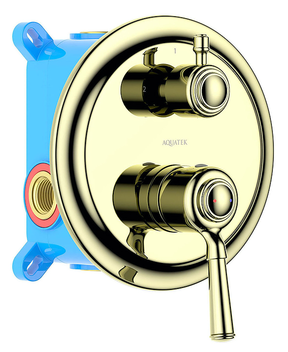 Смеситель для ванны и душа встраиваемый Aquatek Классик AQ1546PG полированное золото