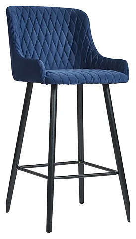 Стул барный ChiedoCover Mint синий велюр, черная эмаль