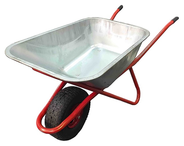 Тачка строительная Мастер-инструмент МИ 110 л, с колесом 6.00 D16/12 L135 мм, красная