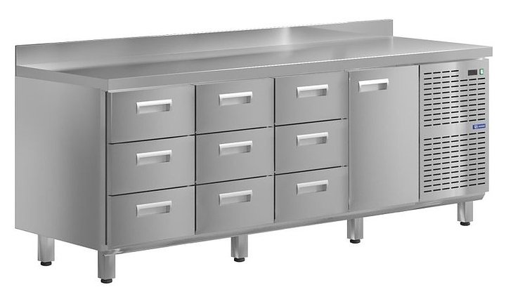 Стол холодильный KAYMAN КСХ-3331/70 (1 дверь, 9 ящиков)