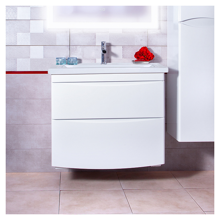 Тумба под раковину БРИКЛАЕР Вега 70 см подвесная, белый глянец