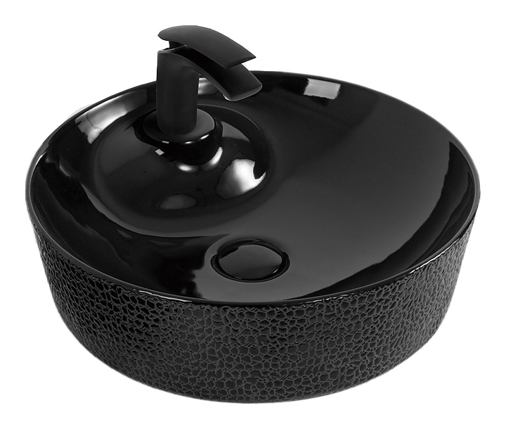 Раковина накладная Mira MR-4545BB 45х45 см, без отв. под смеситель, черный, керамика